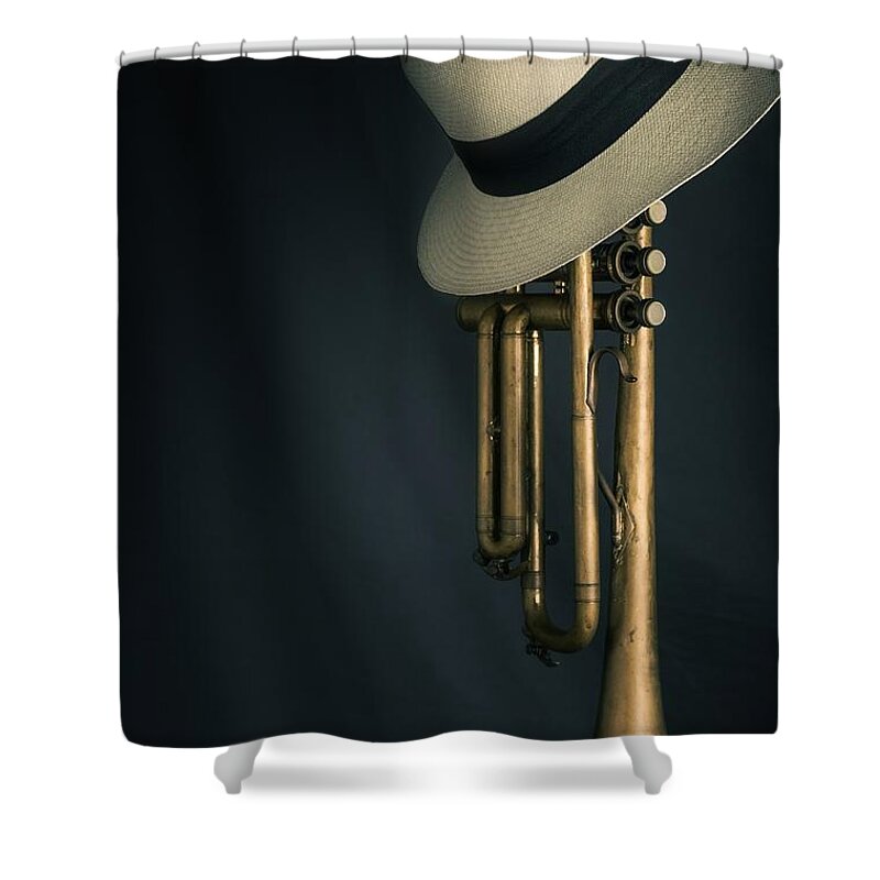 Blues Shower Curtain featuring the photograph Jazz Trumpet by Carlos Caetano