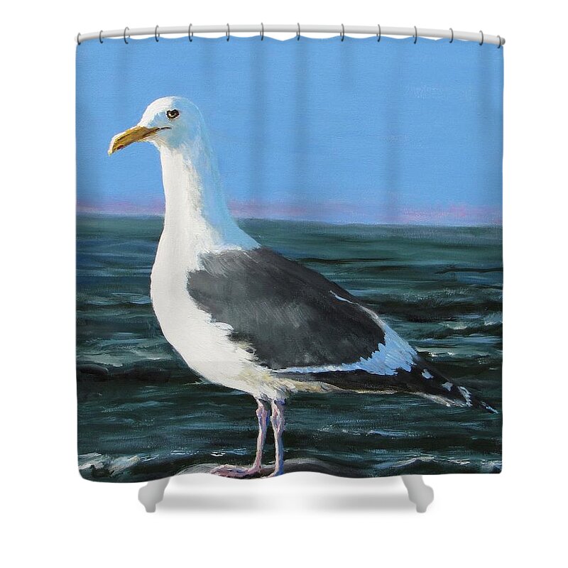 Seagull. Gull Shower Curtain featuring the painting Jeff The Seagull by Jack Skinner