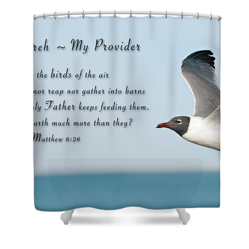 Seagull Shower Curtain featuring the painting Jehovah Jireh My Provider by Constance Woods