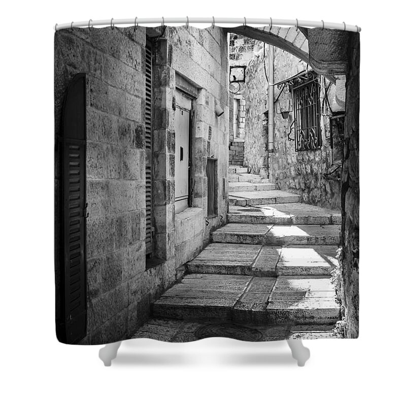 Israel Shower Curtain featuring the photograph Jerusalem street by Alexey Stiop