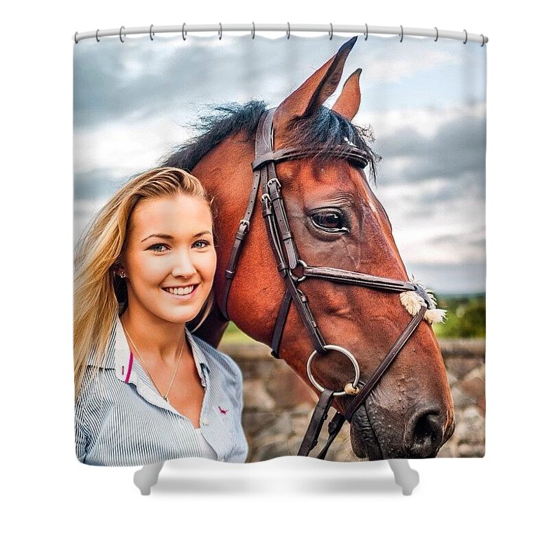 Beautiful Shower Curtain featuring the photograph Jessica & Gunner by Aleck Cartwright