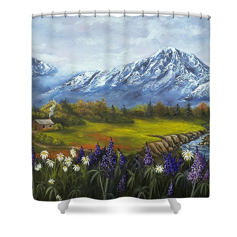 Landscape Shower Curtain featuring the painting Jessy's View by Darice Machel McGuire
