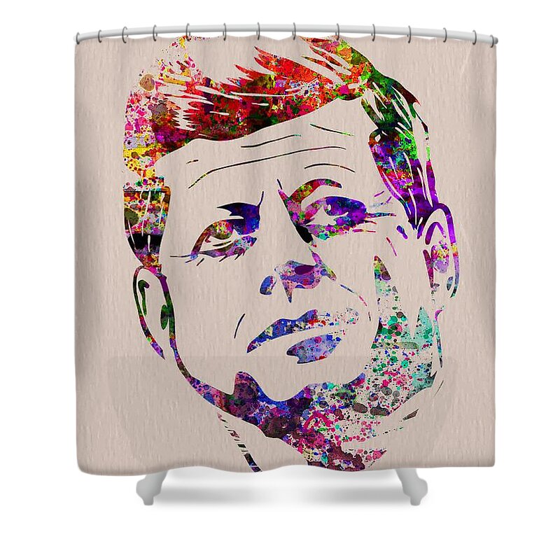 Jfk Shower Curtain featuring the painting JFK Watercolor by Naxart Studio