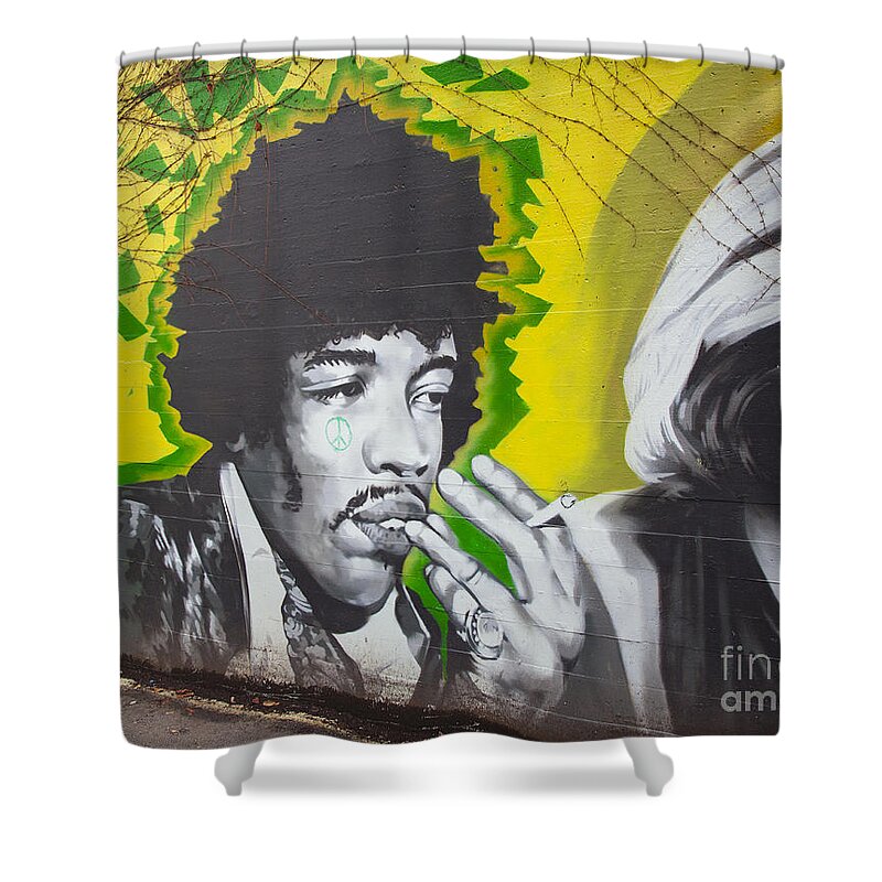 Jimmy Hendrix Shower Curtain featuring the photograph Jimmy Hendrix Mural by Chris Dutton