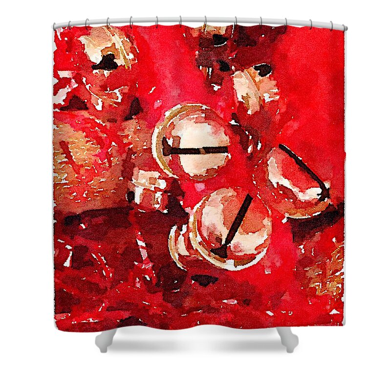 Jingle Bells Shower Curtain featuring the digital art Jingle Bells by Shannon Grissom