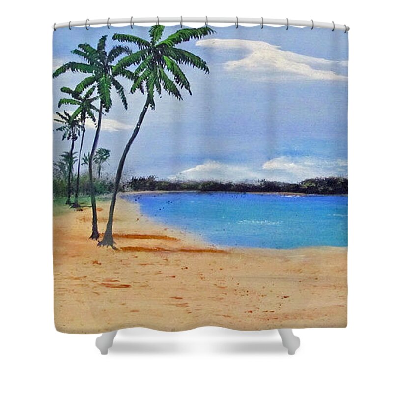 Jobo Beach Shower Curtain featuring the painting Jobo Beach by Luis F Rodriguez