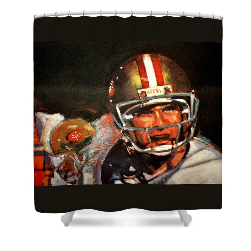 Montana Shower Curtain featuring the photograph Joe Montana by Jay Milo