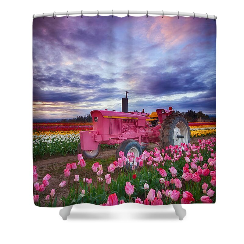 Tulips Shower Curtain featuring the photograph John Deere Pink by Darren White