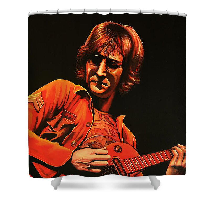 John Lennon Shower Curtain featuring the painting John Lennon Painting by Paul Meijering