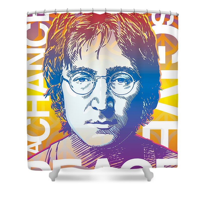 John Lennon Shower Curtain featuring the digital art John Lennon Pop Art by Jim Zahniser