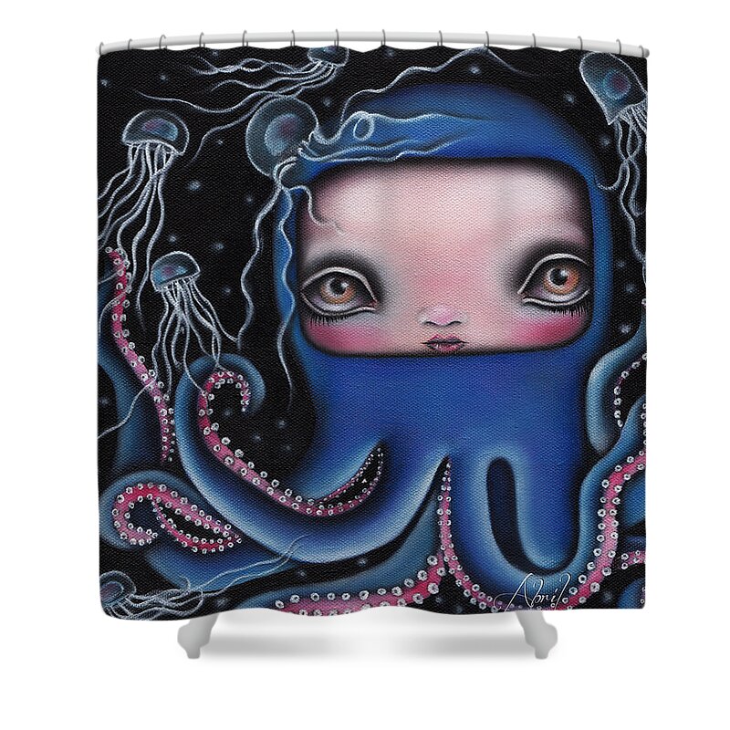 Octopus Shower Curtain featuring the painting Jolenta by Abril Andrade