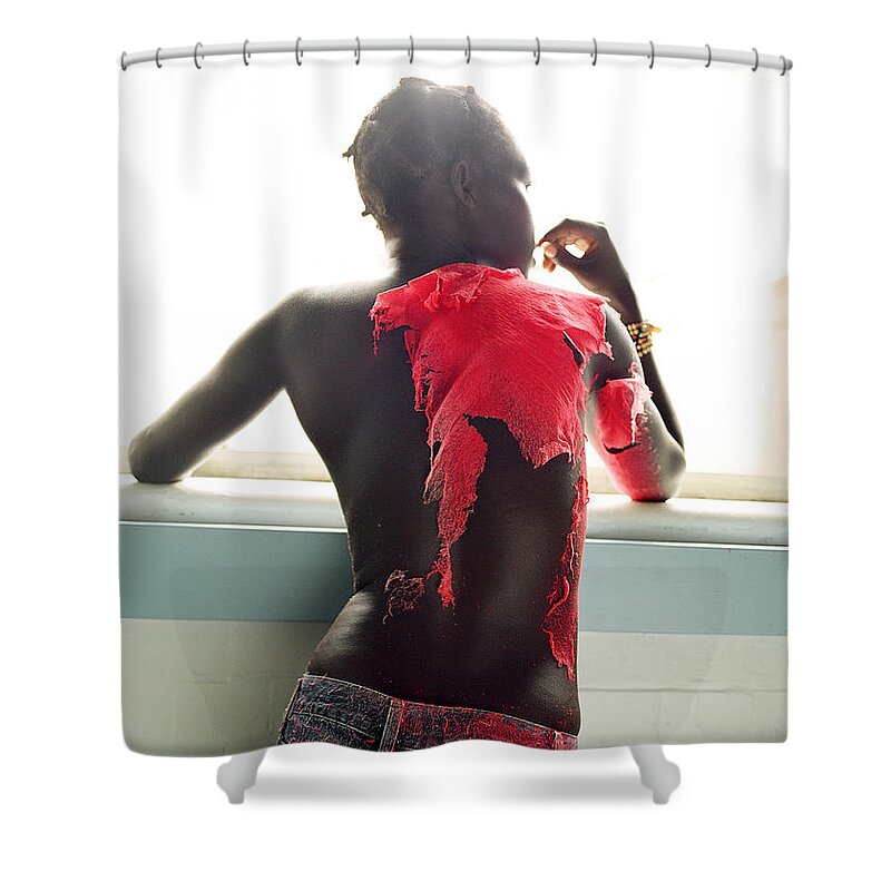Red Shower Curtain featuring the photograph Josephine Red by Rebecca Harman
