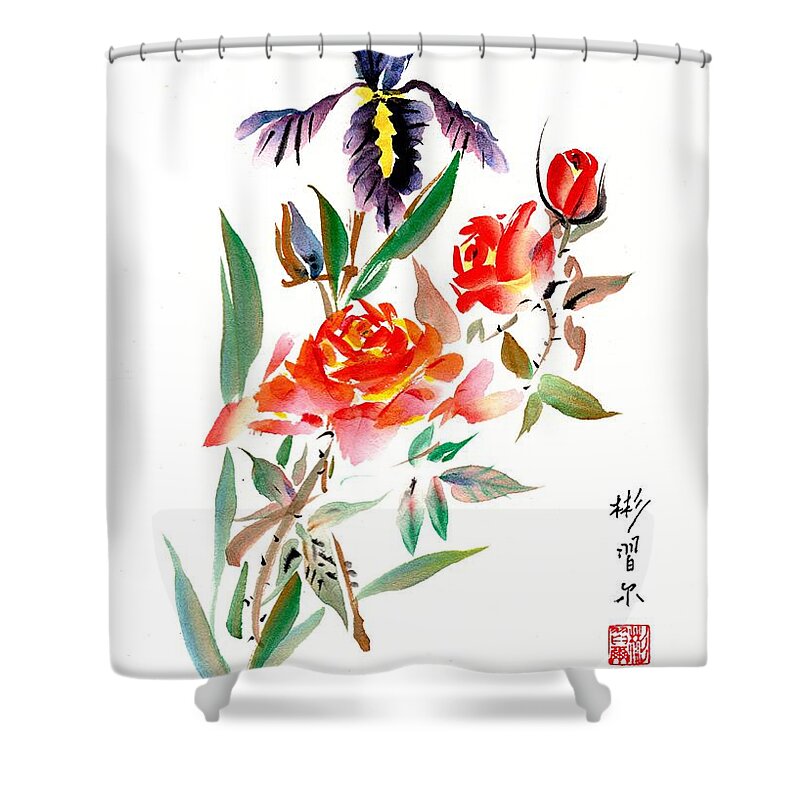 Chinese Brush Painting Shower Curtain featuring the painting Journey by Bill Searle
