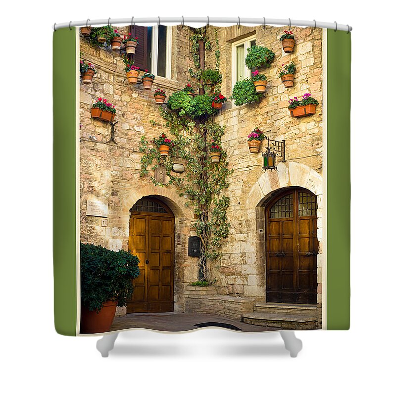 Italian Shower Curtain featuring the photograph Joy to the World with Corner of Assisi by Prints of Italy