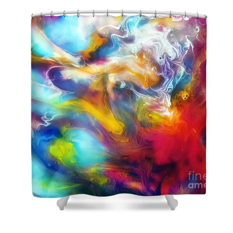 Watercolor Paintings Shower Curtain featuring the painting Joy watercolor abstraction painting by Justyna Jaszke JBJart