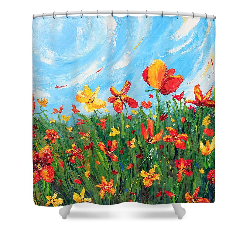 Flowers Shower Curtain featuring the painting Joyful Morning by Meaghan Troup