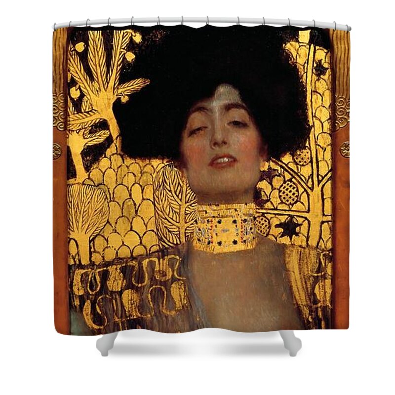 Gustav Klimt Shower Curtain featuring the painting Judith And The Head Of Holofernes by Gustav Klimt