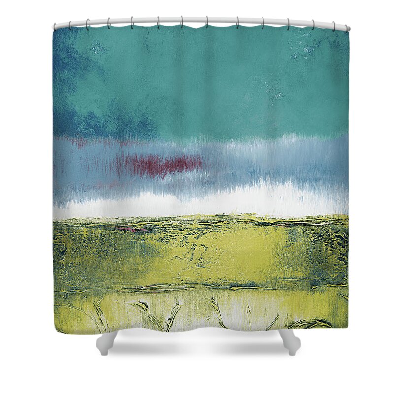 July Shower Curtain featuring the painting July Morning I by Lanie Loreth
