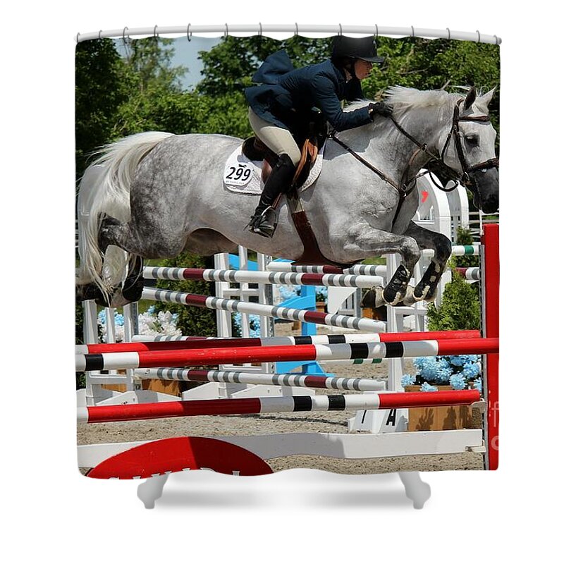 Equestrian Shower Curtain featuring the photograph Jumper58 by Janice Byer
