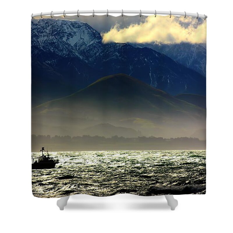 Rough Sea Shower Curtain featuring the photograph Kaikoura Coast New Zealand by Amanda Stadther