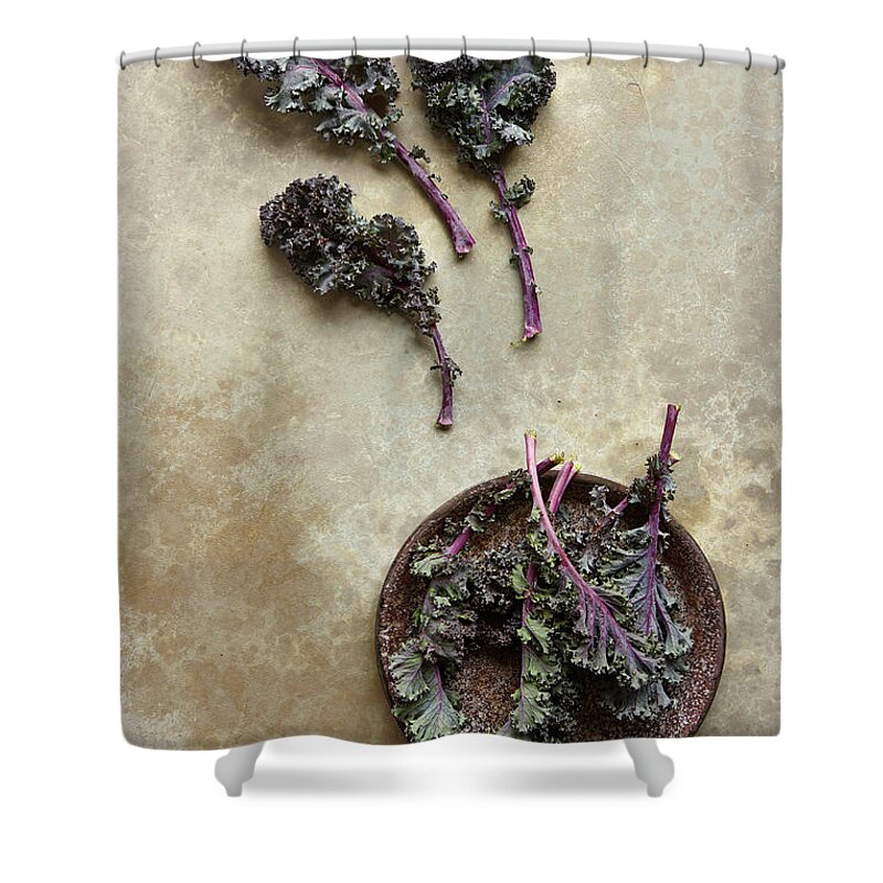Healthy Eating Shower Curtain featuring the photograph Kale by Lew Robertson