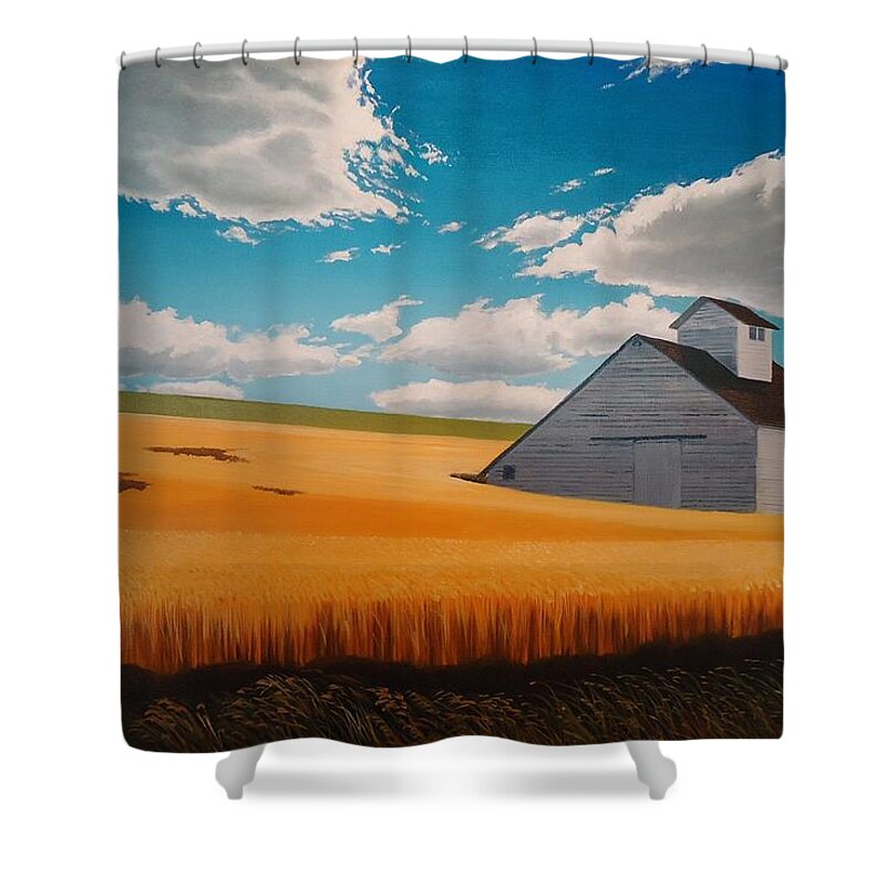 Landscape Shower Curtain featuring the painting Kamiak in Summer by Leonard Heid
