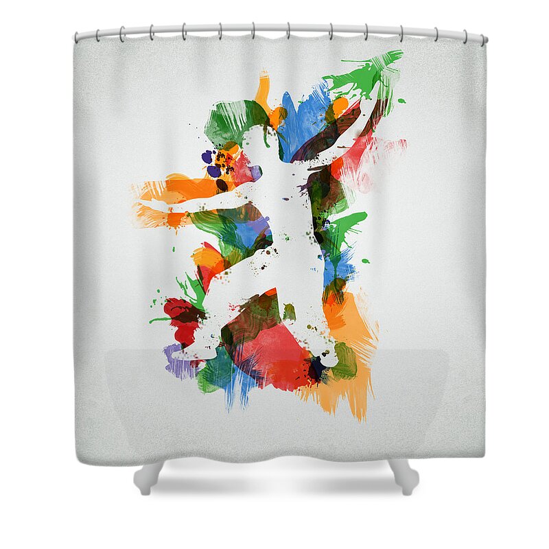 Action Shower Curtain featuring the digital art Karate Fighter by Aged Pixel