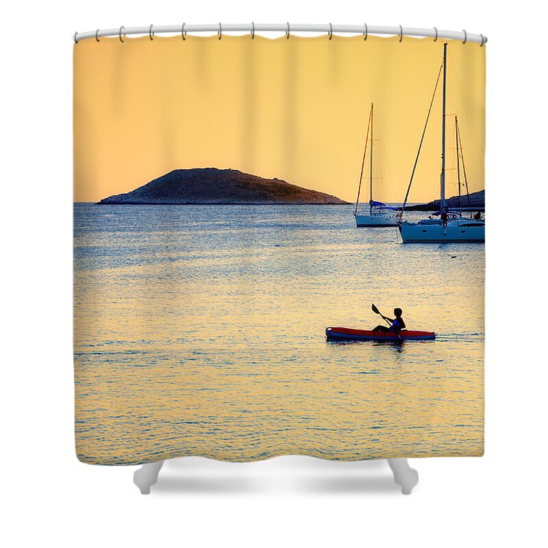 Kayak Shower Curtain featuring the photograph Kayaker by Alexey Stiop