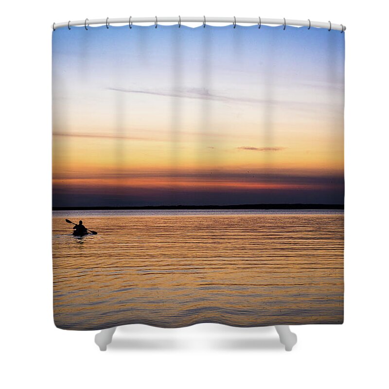 Scenics Shower Curtain featuring the photograph Kayaking Into The Sunset by Danielle Donders