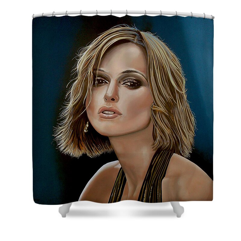 Keira Knightley Shower Curtain featuring the painting Keira Knightley by Paul Meijering