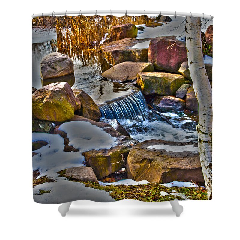 Pond Shower Curtain featuring the photograph Kent Park Outlet by William Norton