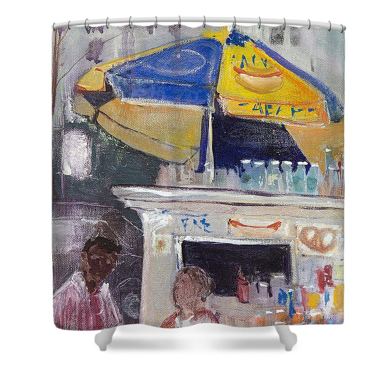 City Shower Curtain featuring the painting Ketchup or Mustard by Leela Payne