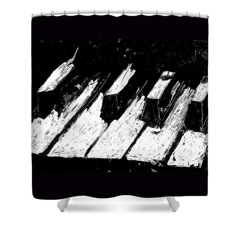 Black Keys Shower Curtain featuring the painting Keys Of Life by Neal Barbosa