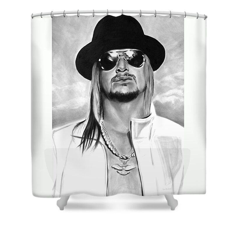 Bdcurran Shower Curtain featuring the drawing Kid Rock by Brian Curran