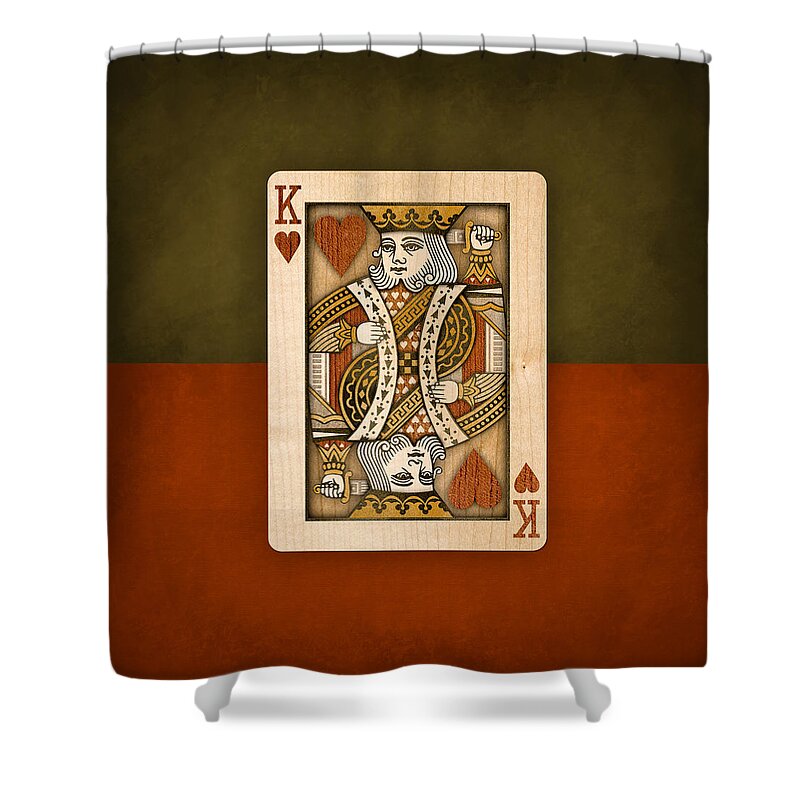 Game Shower Curtain featuring the photograph King of Hearts in Wood by YoPedro