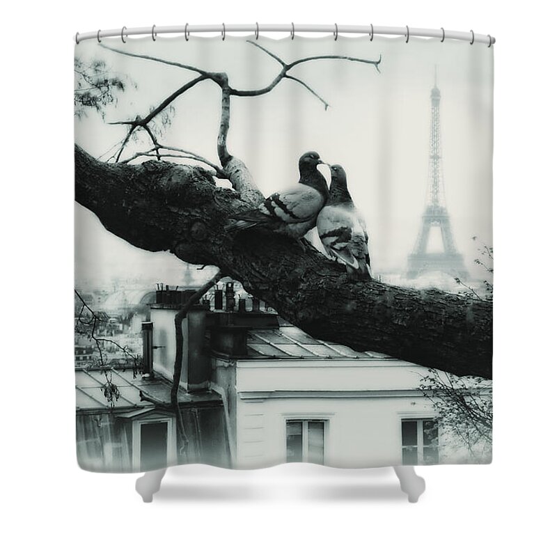 Love Shower Curtain featuring the photograph kiss you in Paris by Joachim G Pinkawa