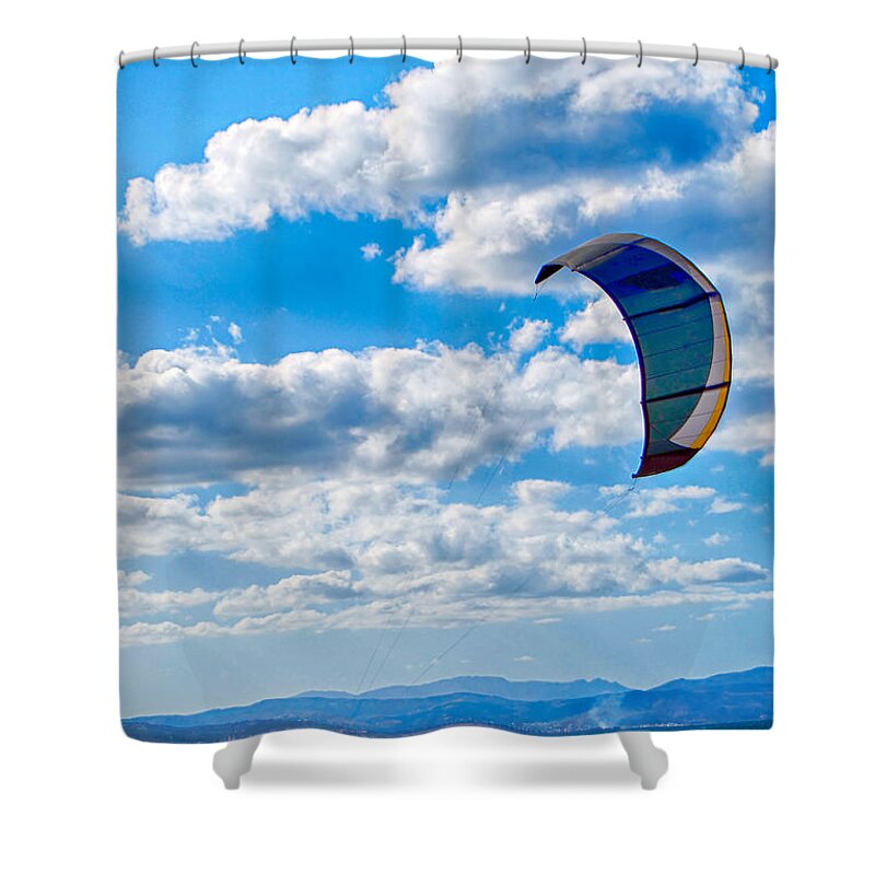 Kitesurfing Shower Curtain featuring the photograph Kitesurfer by Antony McAulay