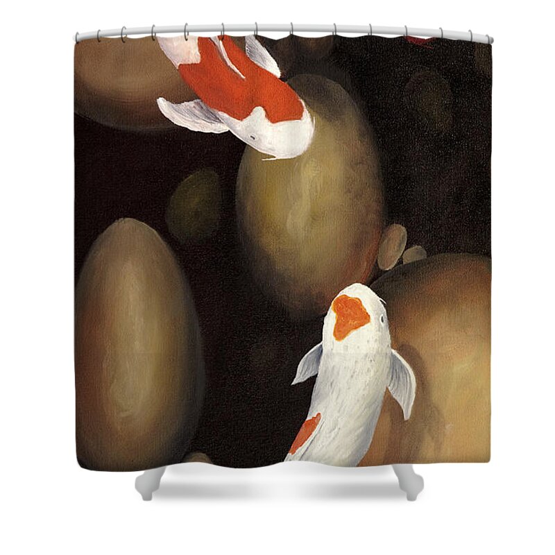 Koi Fish Shower Curtain featuring the painting Koi by Darice Machel McGuire