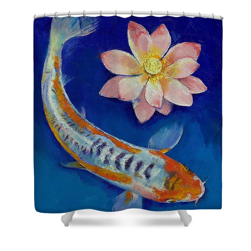 Koi Fish and Lotus Shower Curtain by Michael Creese - Michael Creese -  Artist Website