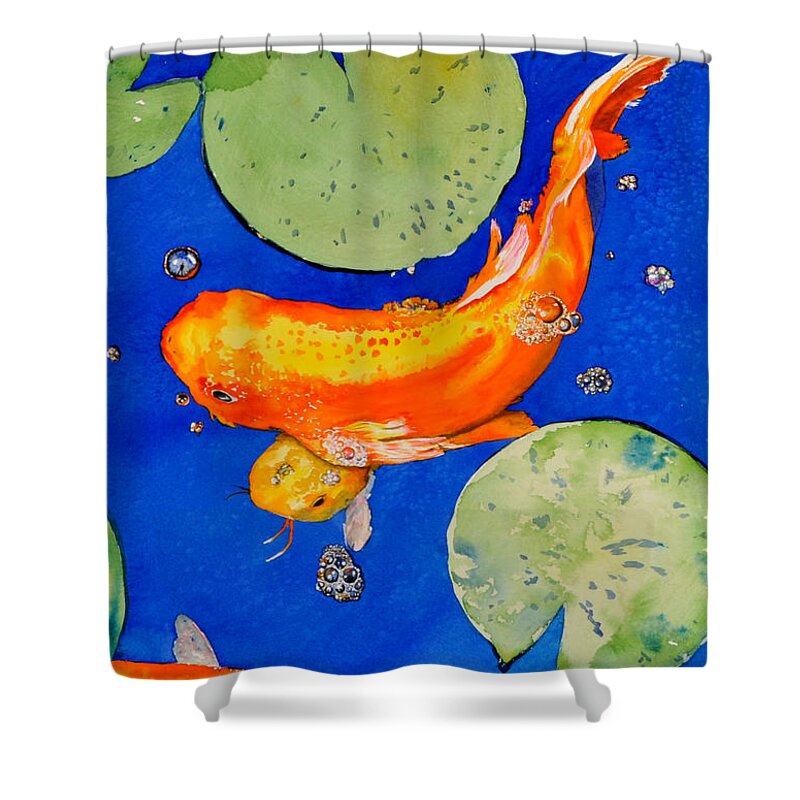 Koi Shower Curtain featuring the painting Koi Fish by Daniel Adams