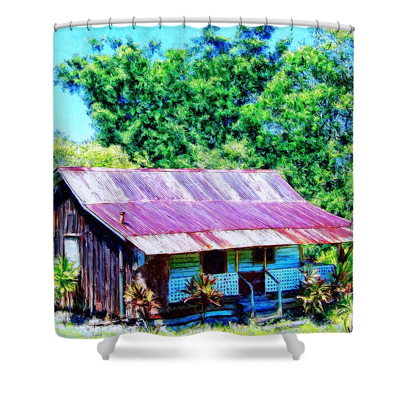 Kona Coffee Shack Shower Curtain featuring the painting Kona Coffee Shack by Dominic Piperata