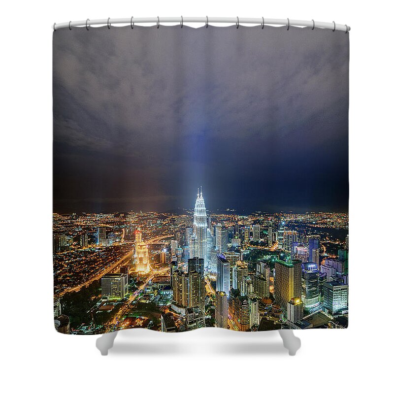 Outdoors Shower Curtain featuring the photograph Kuala Lumpur At Night by Nazarudin Wijee