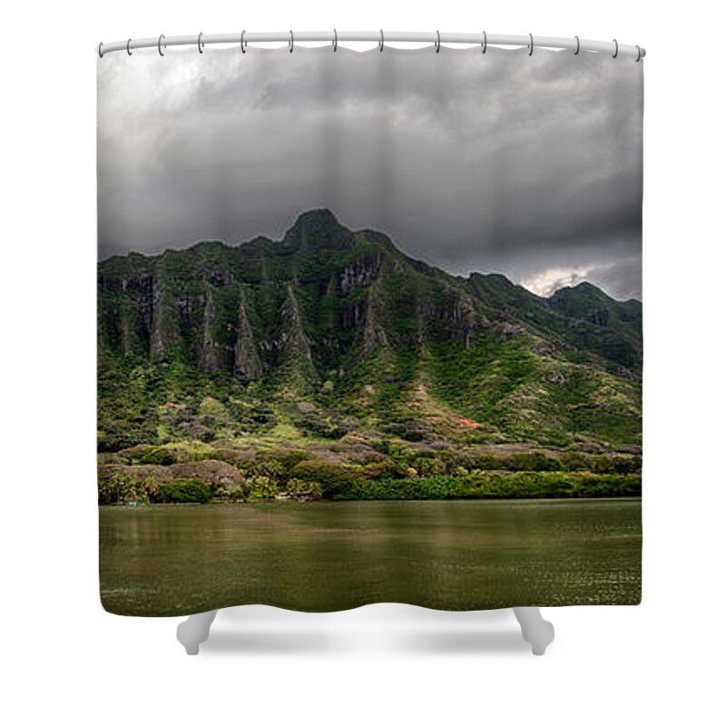 Hawaii Shower Curtain featuring the photograph Kualoa Panorama by Dan McManus