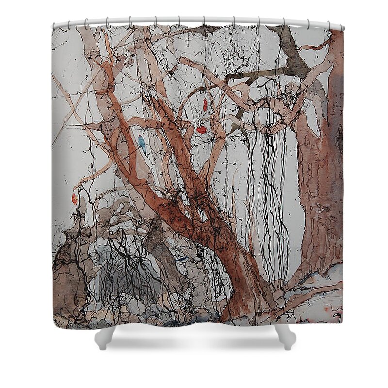 Trees Shower Curtain featuring the painting Kudzu Winter by Elizabeth Carr