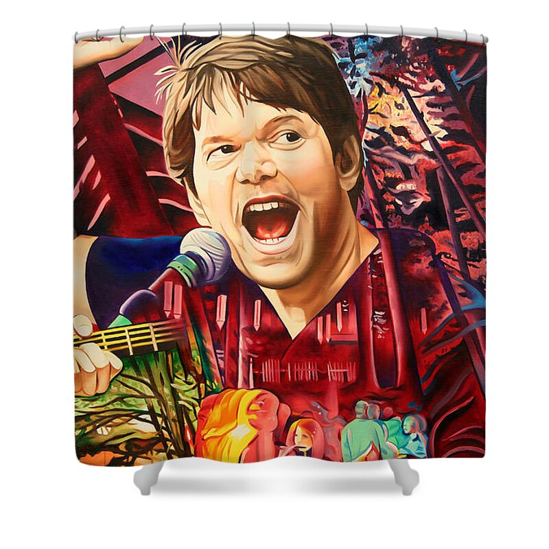 The String Cheese Incident Shower Curtain featuring the painting Kyle Hollingsworth at Hornin'gs Hideout by Joshua Morton