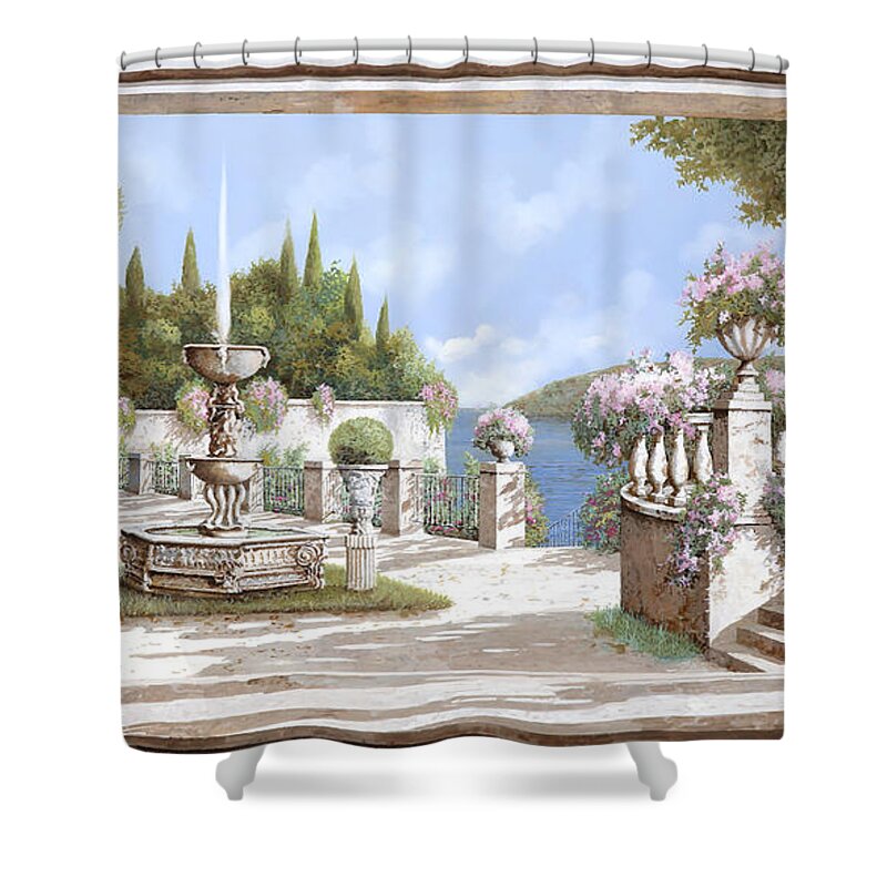 Fountain Shower Curtain featuring the painting La Bella Fontana by Guido Borelli
