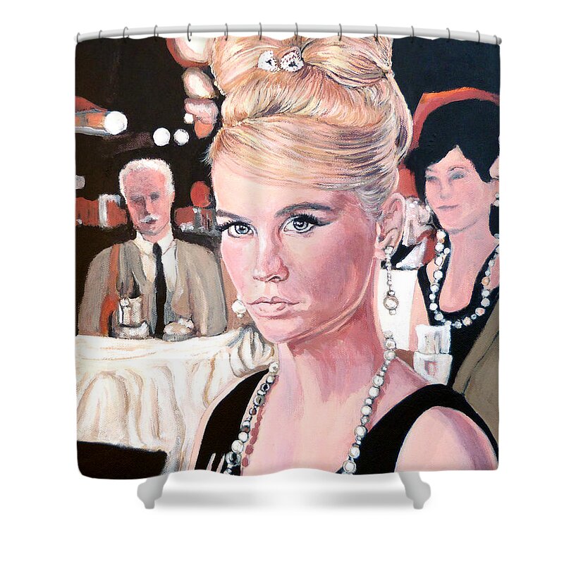 La Dolce Vita Shower Curtain featuring the painting La Dolce Vita by Tom Roderick