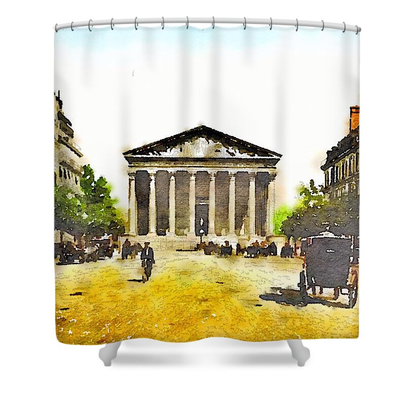 Madeleine Shower Curtain featuring the painting La Madeleine 1890 by HELGE Art Gallery
