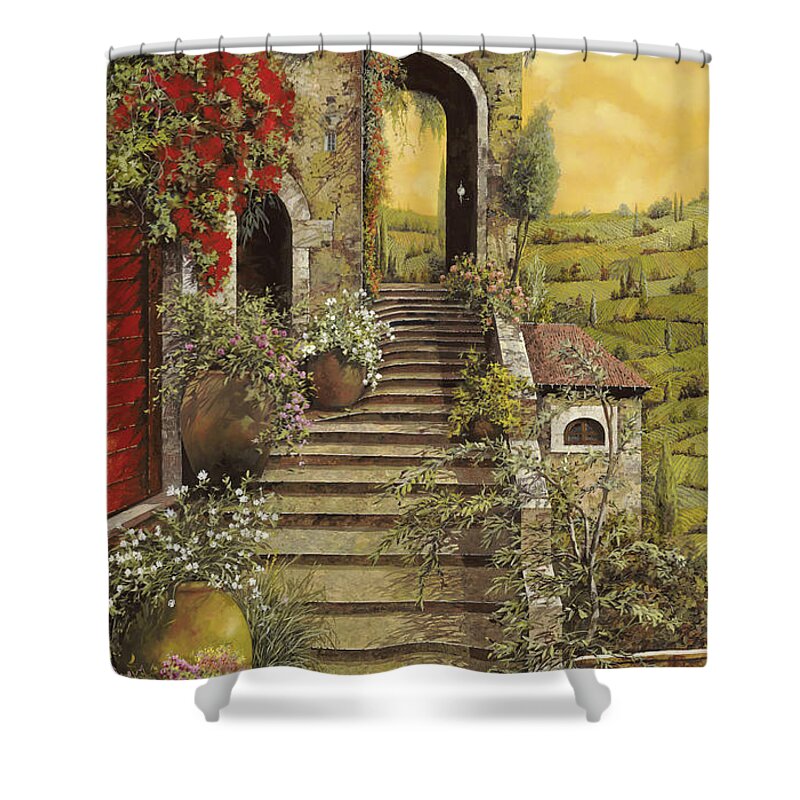 Arch Shower Curtain featuring the painting La Scala Grande by Guido Borelli