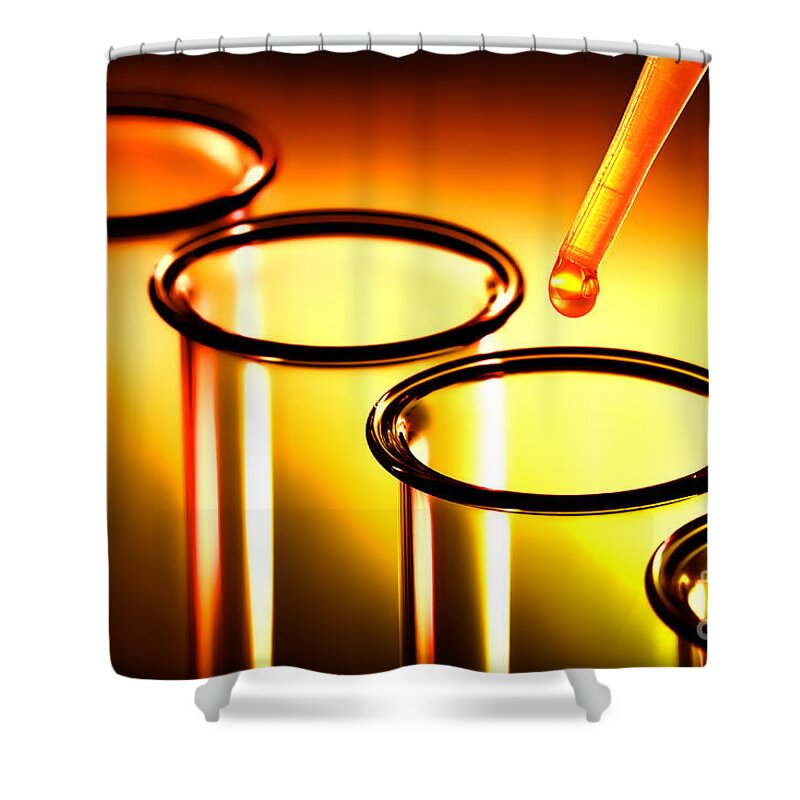 Test Shower Curtain featuring the photograph Laboratory Test Tubes in Science Research Lab by Science Research Lab
